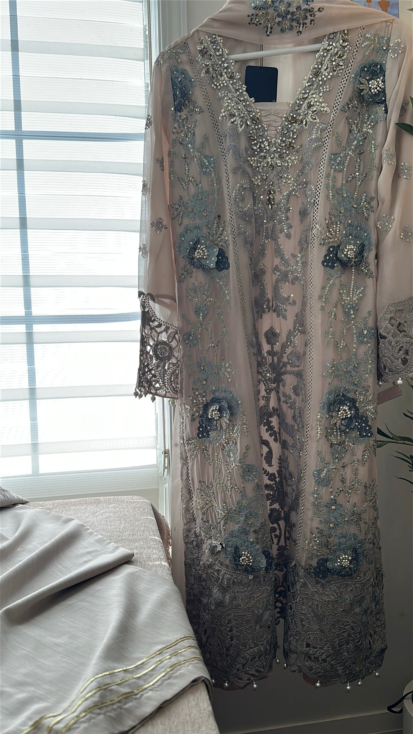 Mink Feroza Élan — Luxury Embellished Chiffon 3-Piece