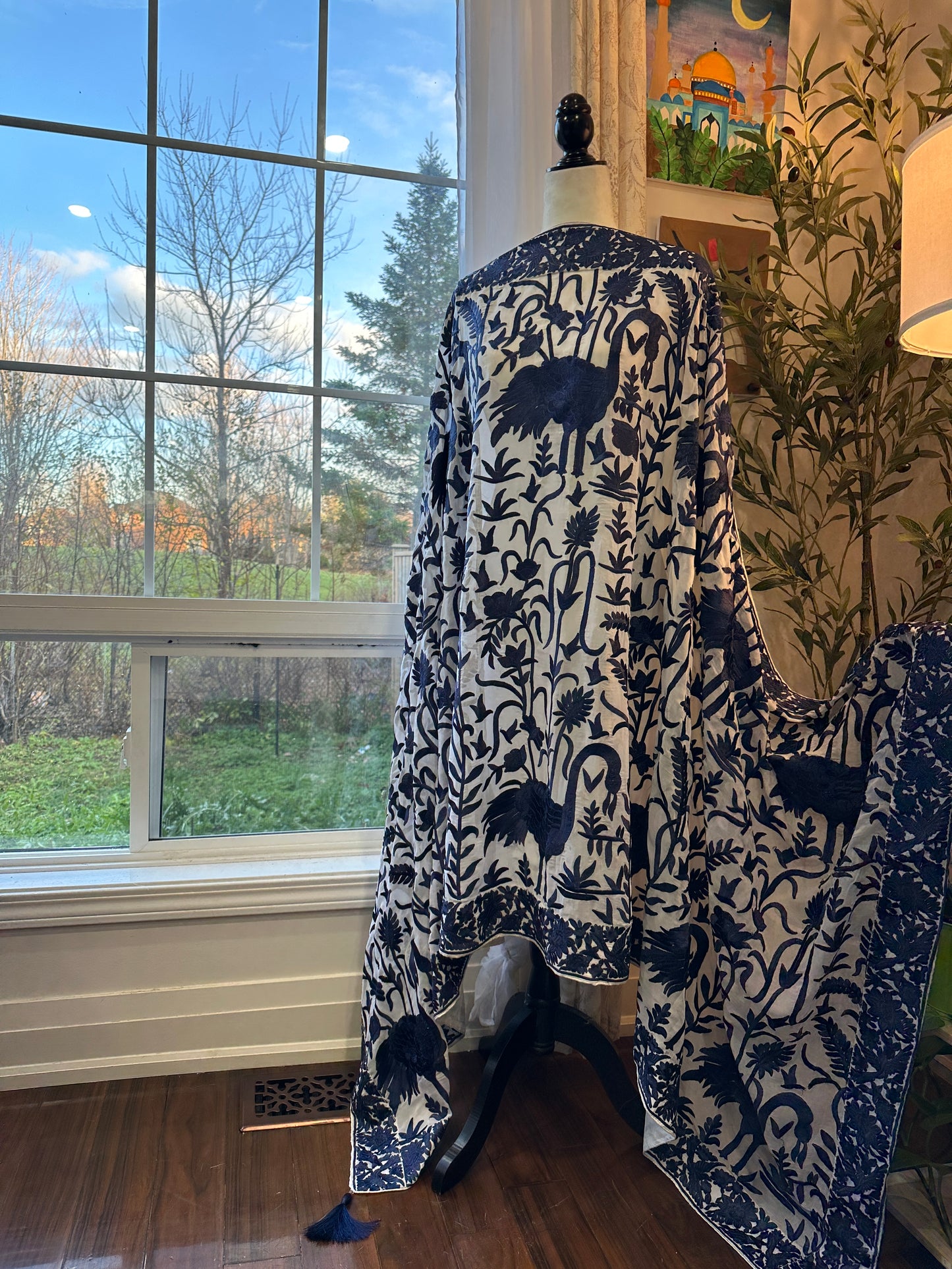 Neeli Yaadein Flamingo Dupatta – Hand-Embroidered