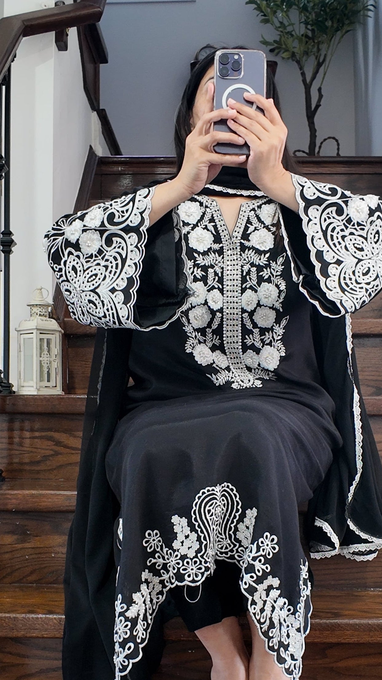 Noir Melody – 3-Piece Kaftan Set