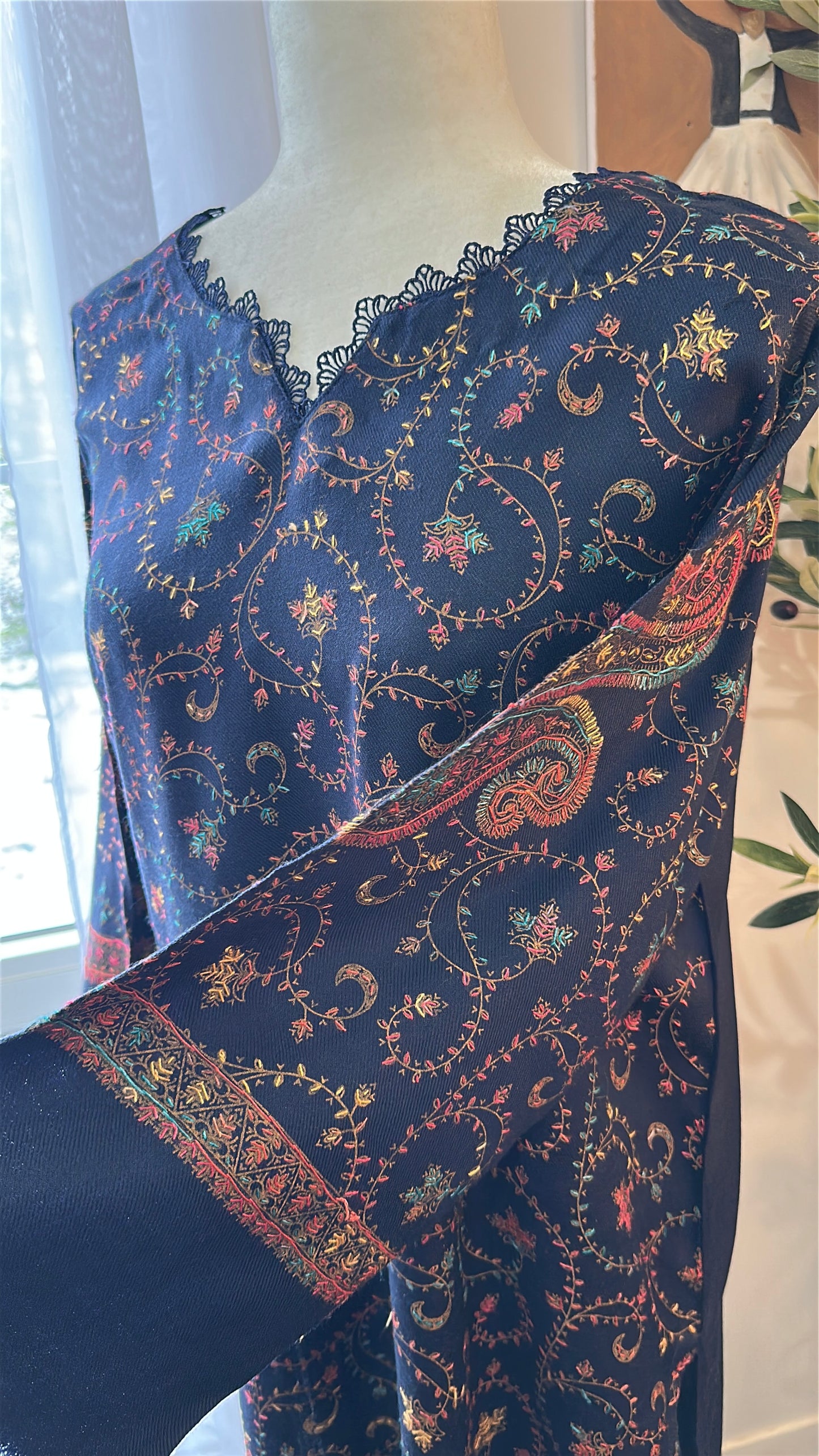 Noor-e-Neelam – Kalamkari Shawl Shirt