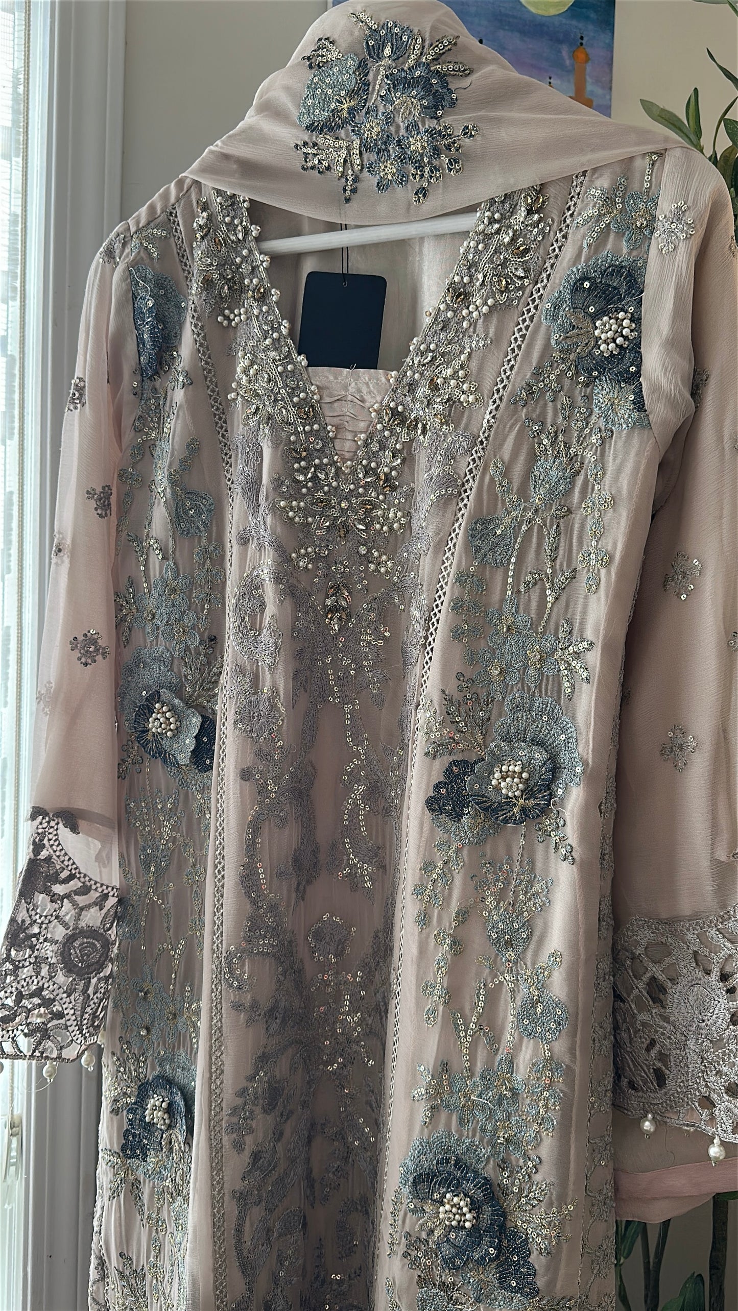 Mink Feroza Élan — Luxury Embellished Chiffon 3-Piece