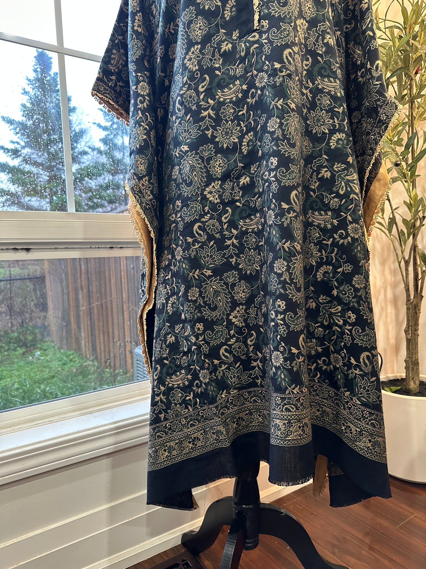 Zarqa-e-Shehkaar – Golden Florals on Midnight