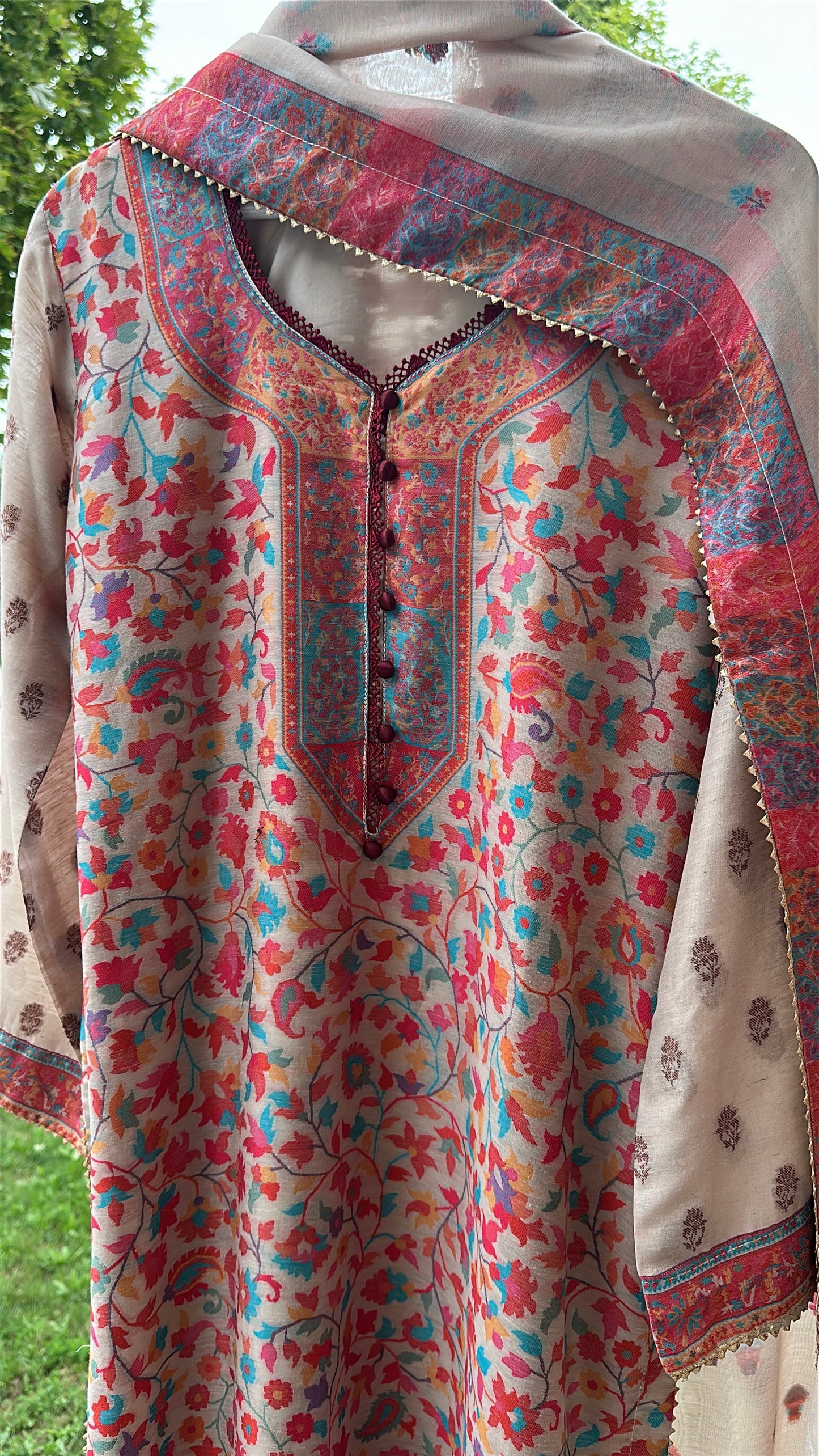 Naqsh-e-Kashmir — Kalamkari Heritage Pashmina Three-Piece Set