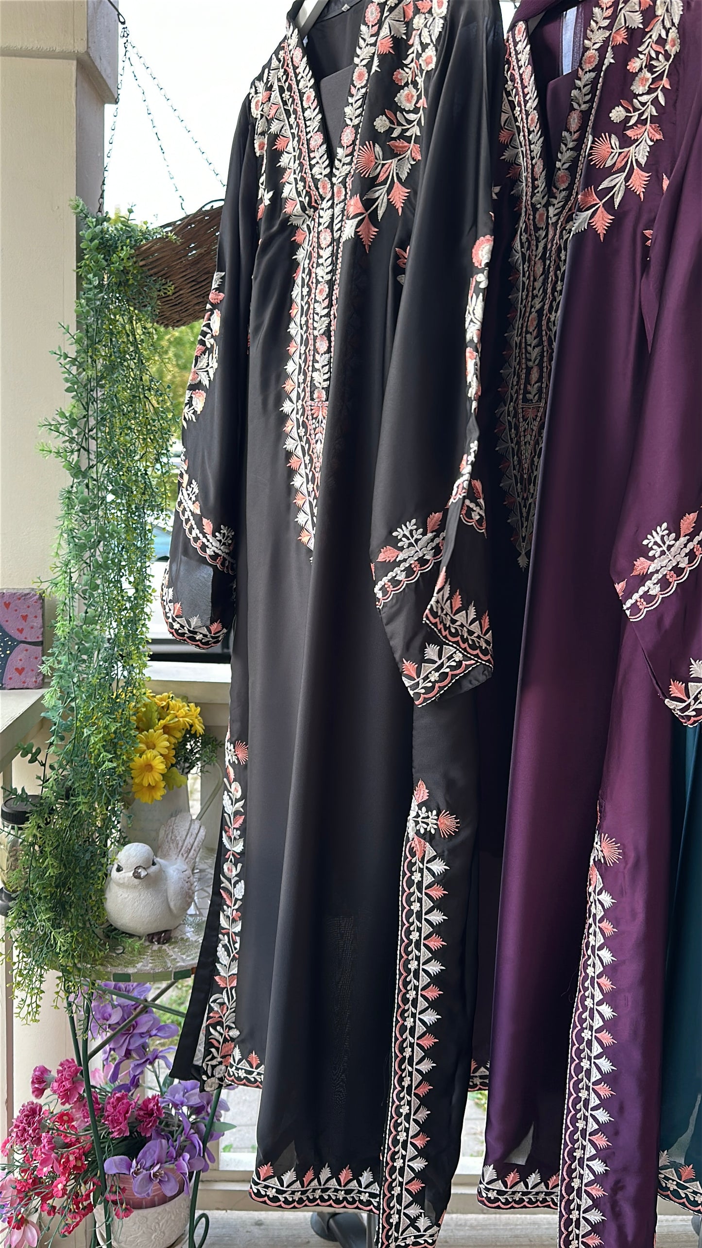 Mehr Noir — Embroidered Silk Kaftaan 3-Piece Set