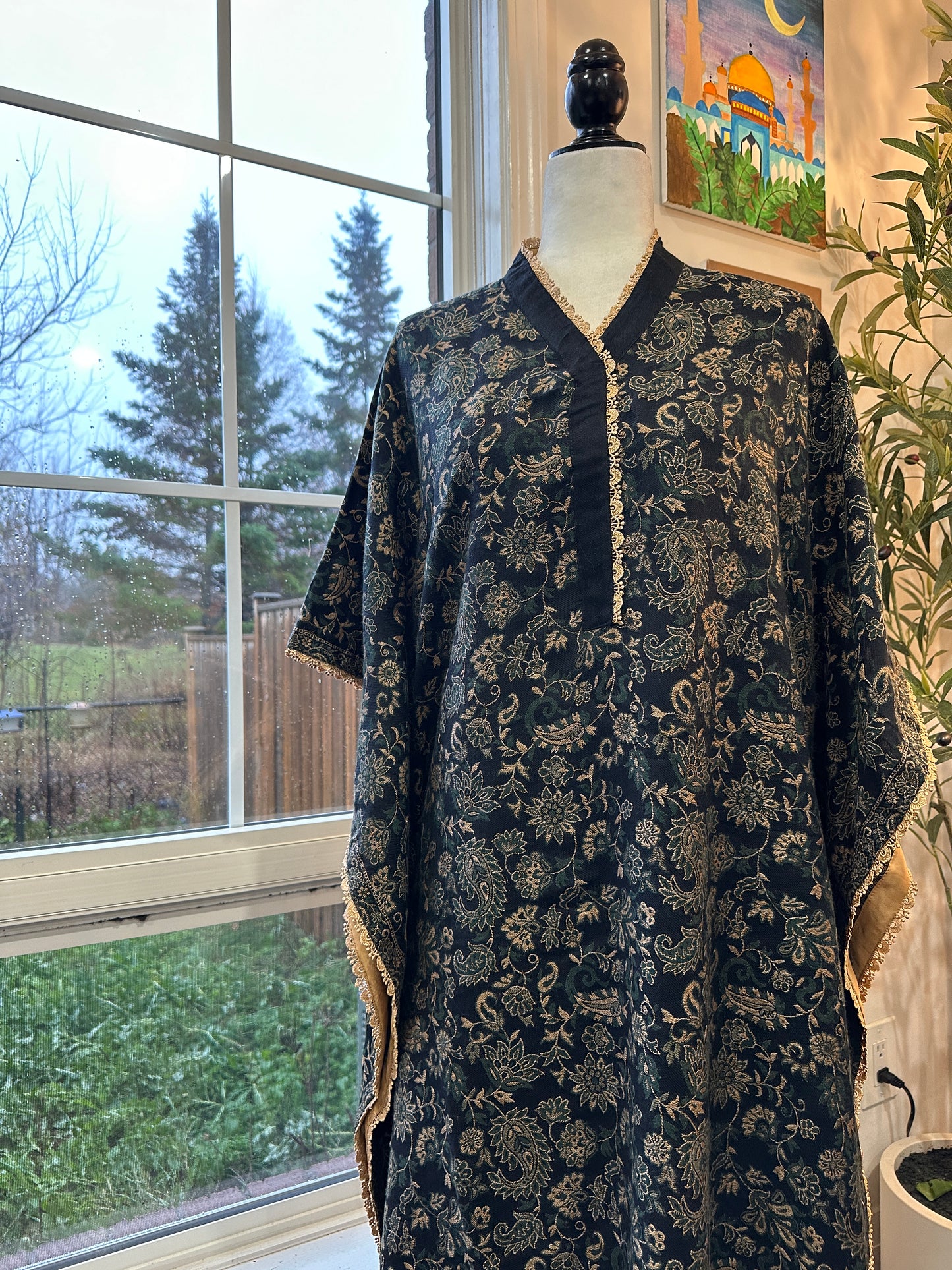 Zarqa-e-Shehkaar – Golden Florals on Midnight