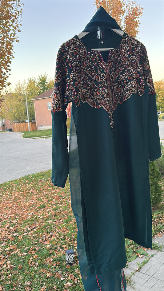 Peacock Rose / Pure Pashmina Kashmira — 3-Piece Set