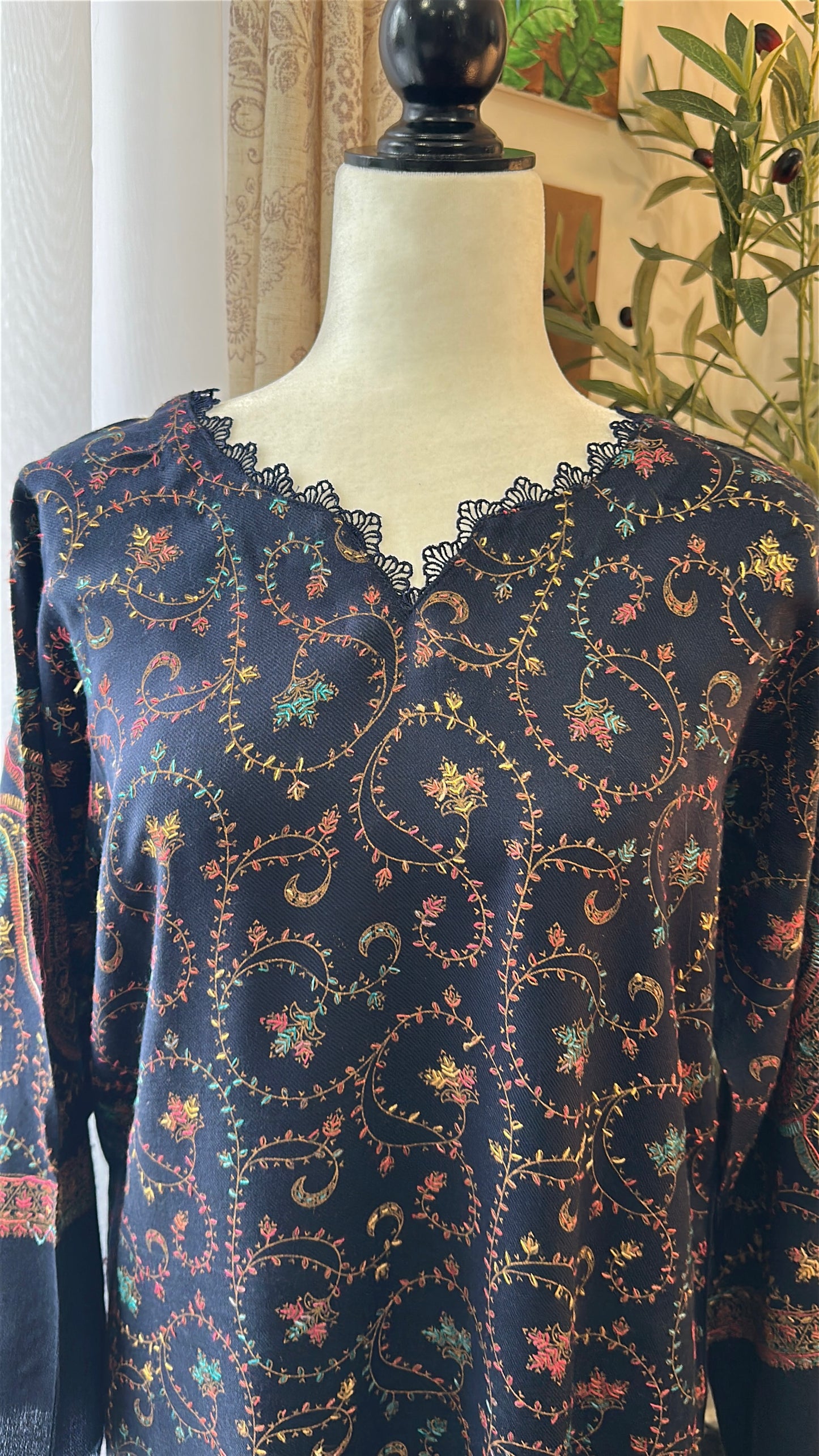 Noor-e-Neelam – Kalamkari Shawl Shirt