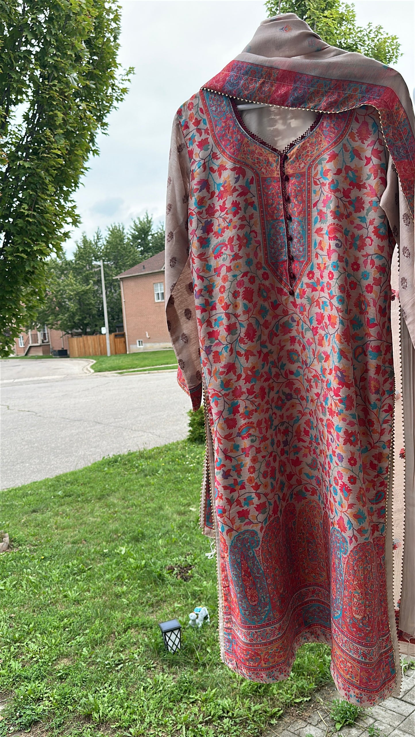 Naqsh-e-Kashmir — Kalamkari Heritage Pashmina Three-Piece Set