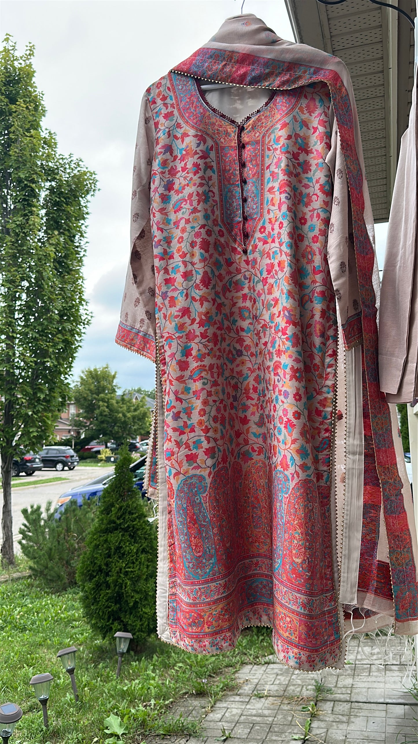Naqsh-e-Kashmir — Kalamkari Heritage Pashmina Three-Piece Set