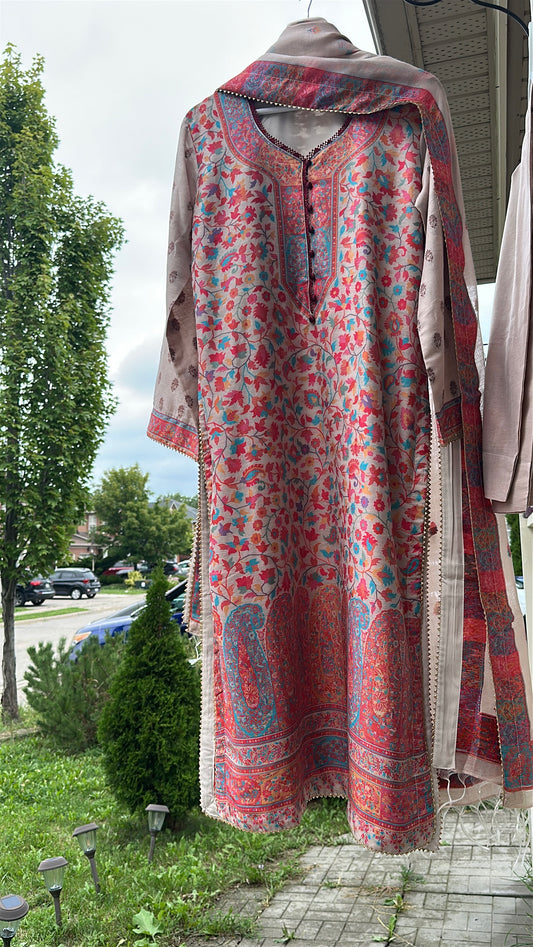 Naqsh-e-Kashmir — Kalamkari Heritage Pashmina Three-Piece Set