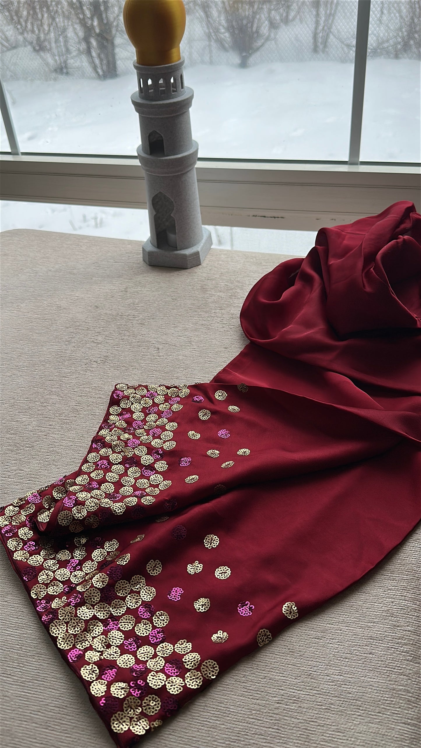 Mehr-e-Maroon – Handcrafted Sequins in Royal Deep Red