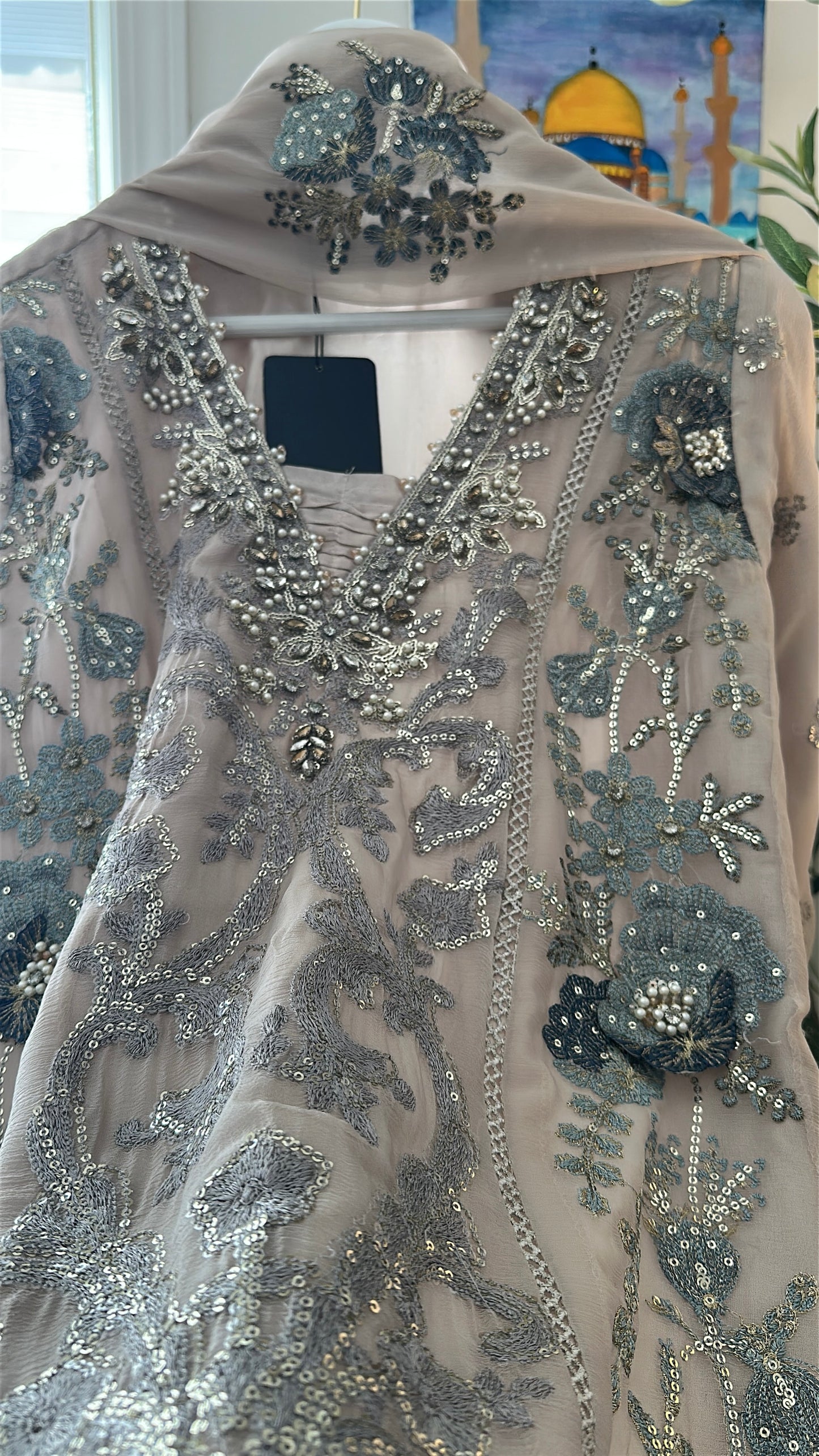 Mink Feroza Élan — Luxury Embellished Chiffon 3-Piece