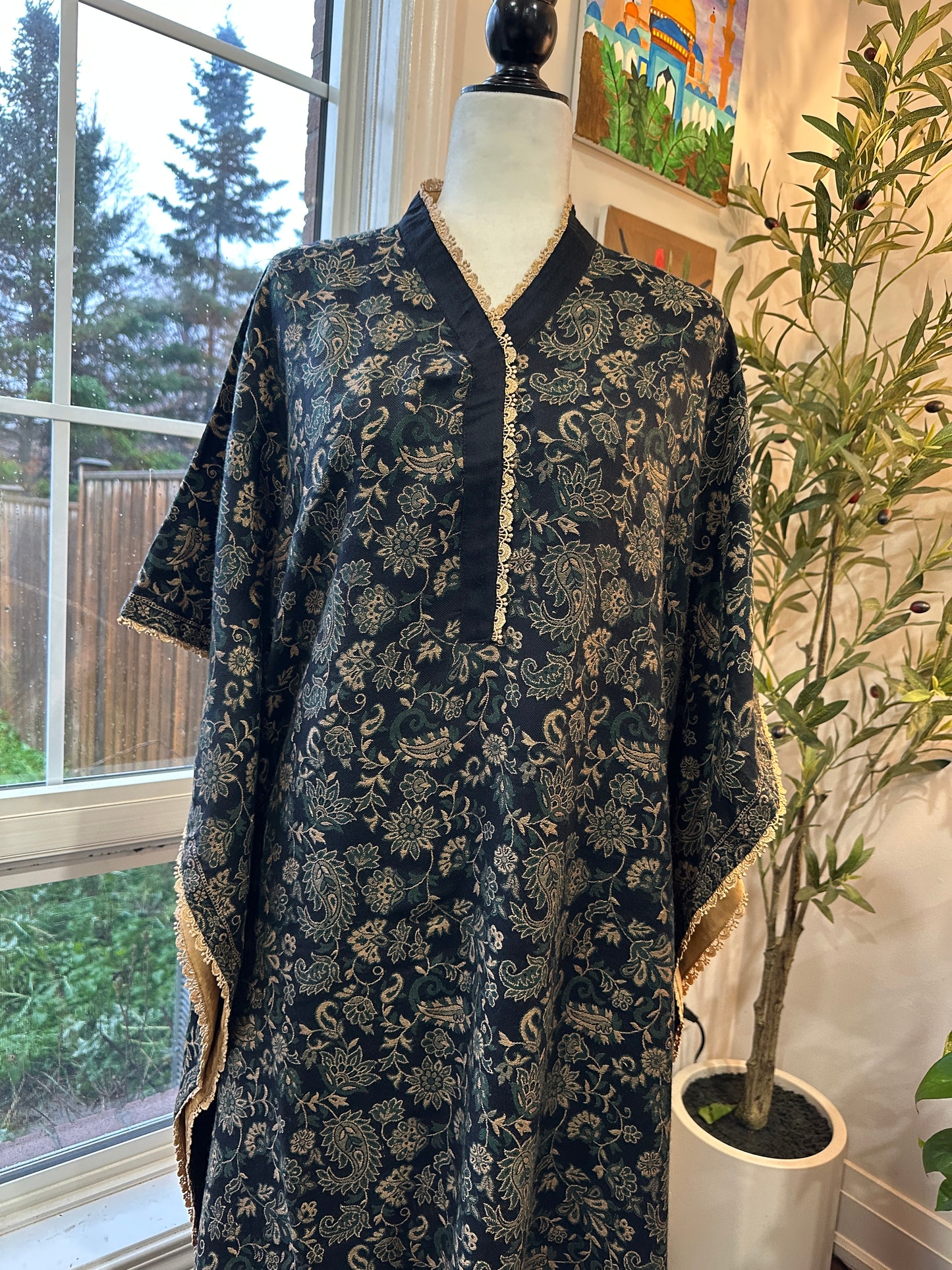 Zarqa-e-Shehkaar – Golden Florals on Midnight