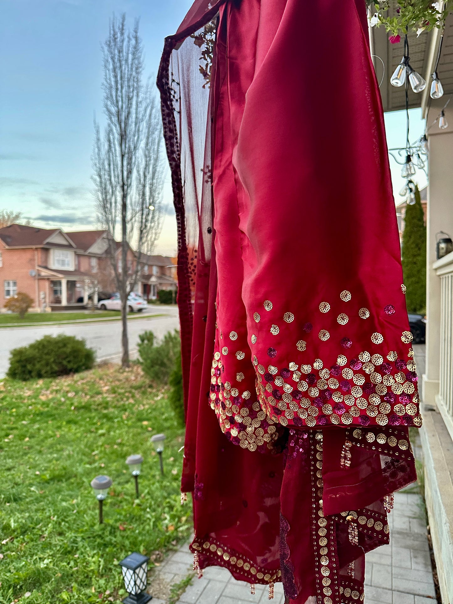 Mehr-e-Maroon – Handcrafted Sequins in Royal Deep Red