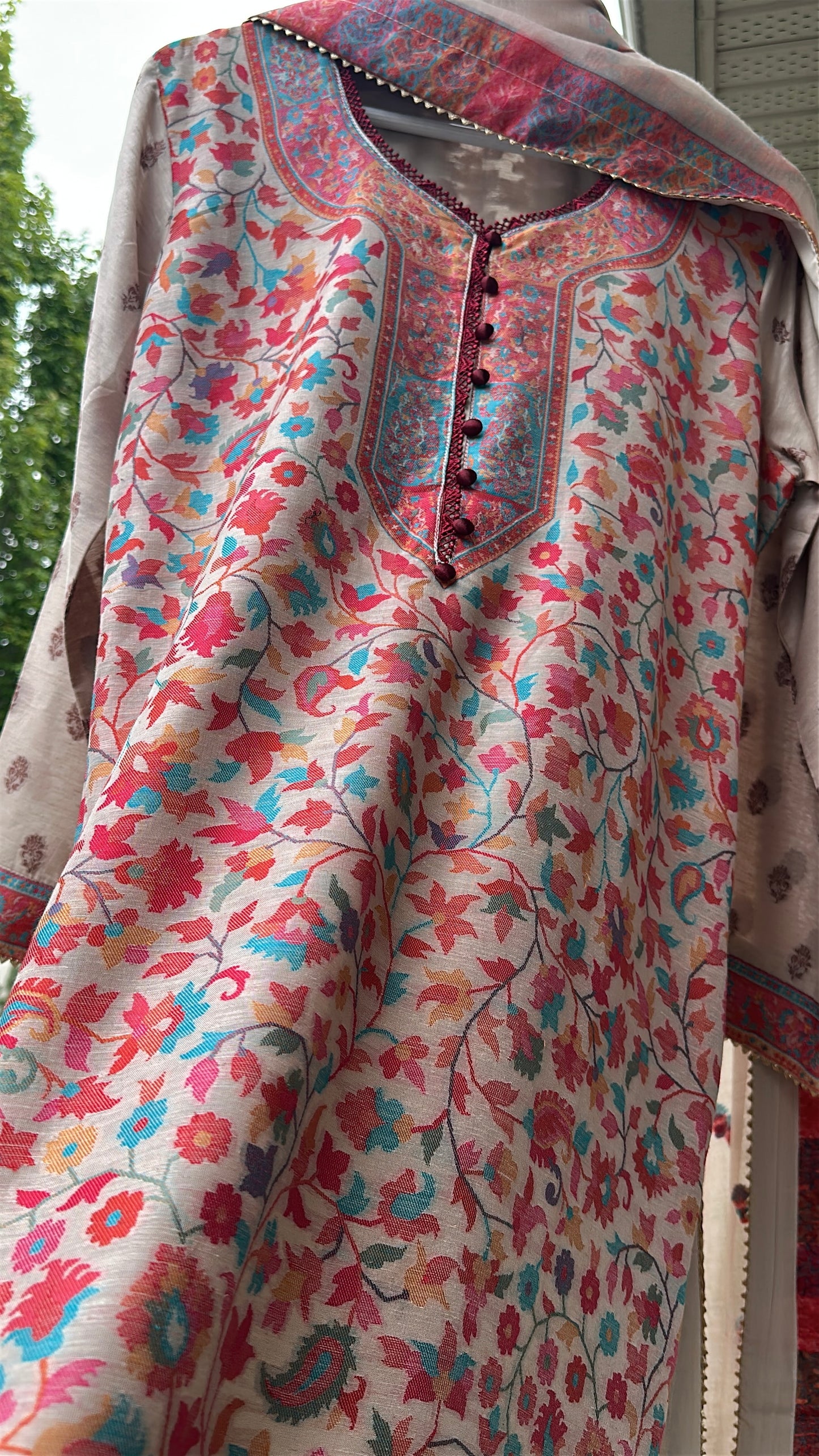 Naqsh-e-Kashmir — Kalamkari Heritage Pashmina Three-Piece Set