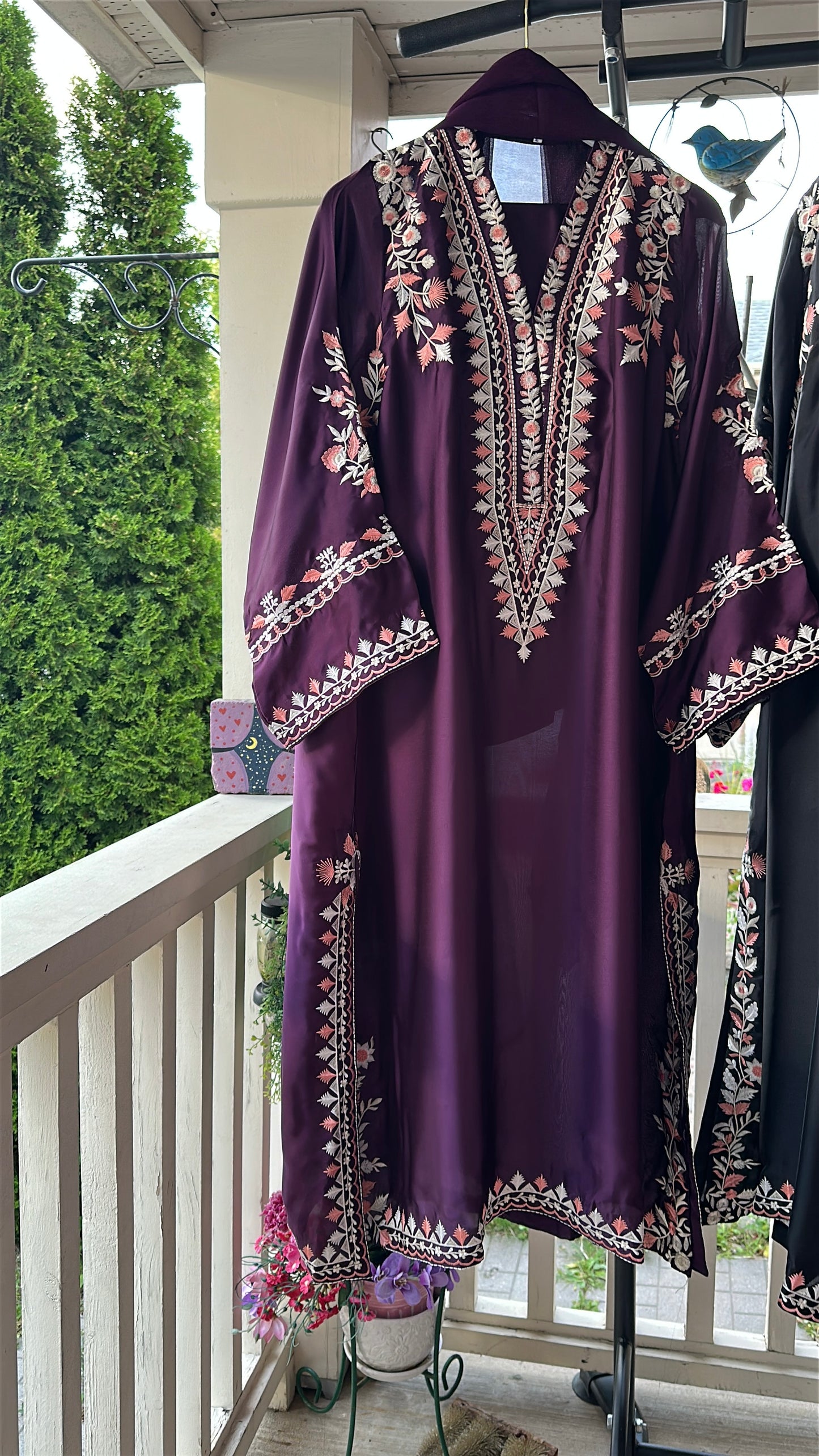 Mehr Mulberry — Embroidered Silk Kaftaan 3-Piece Set