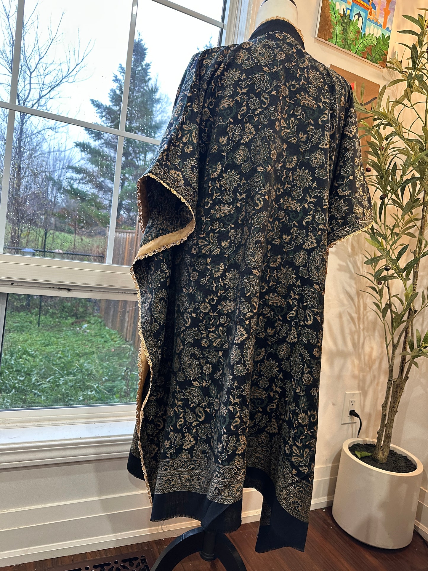 Zarqa-e-Shehkaar – Golden Florals on Midnight