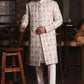 Classic Cream Cotton Net Traditional Embroidered Sherwani - MILAN
