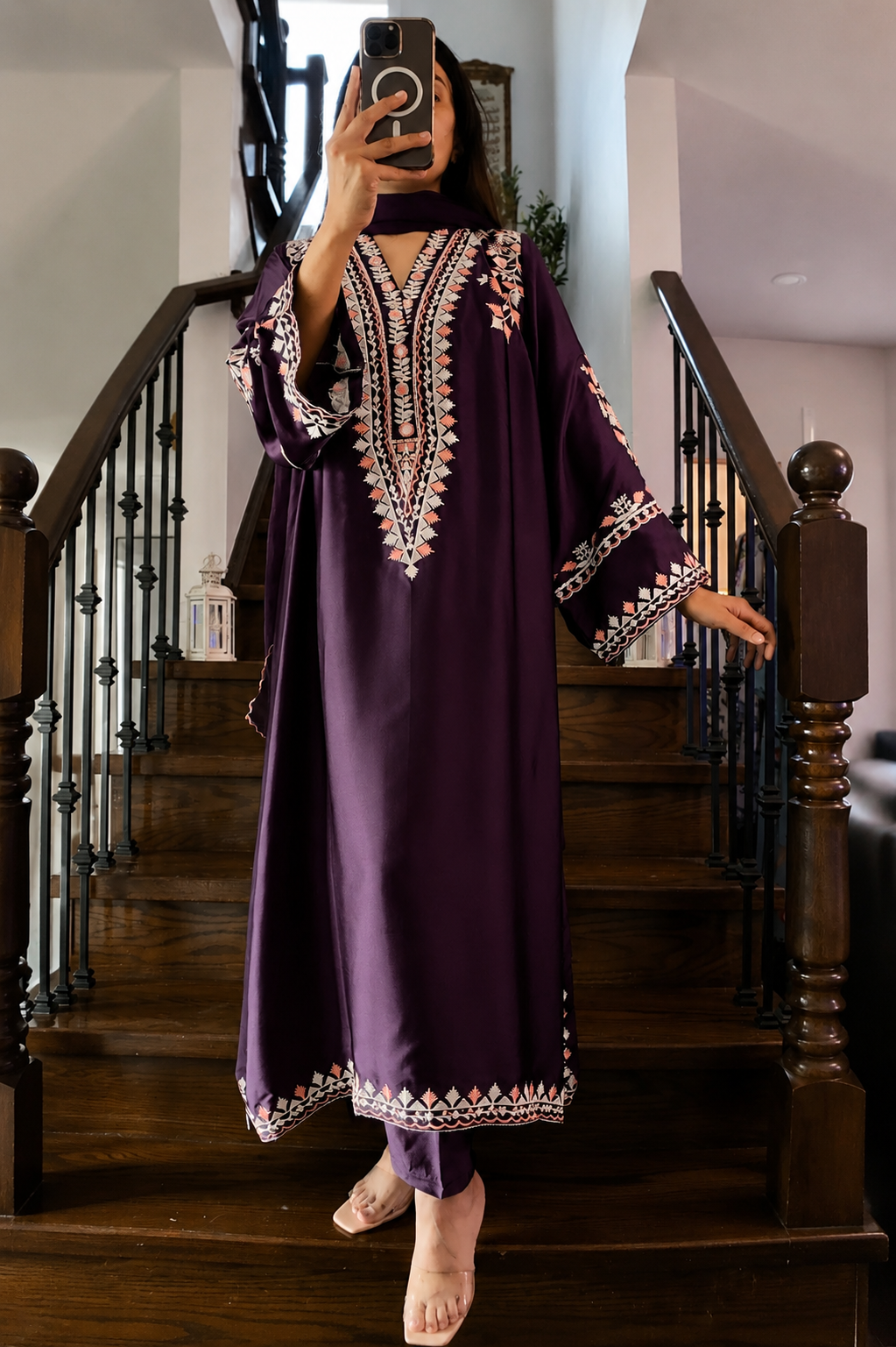 Mehr Mulberry — Embroidered Silk Kaftaan 3-Piece Set