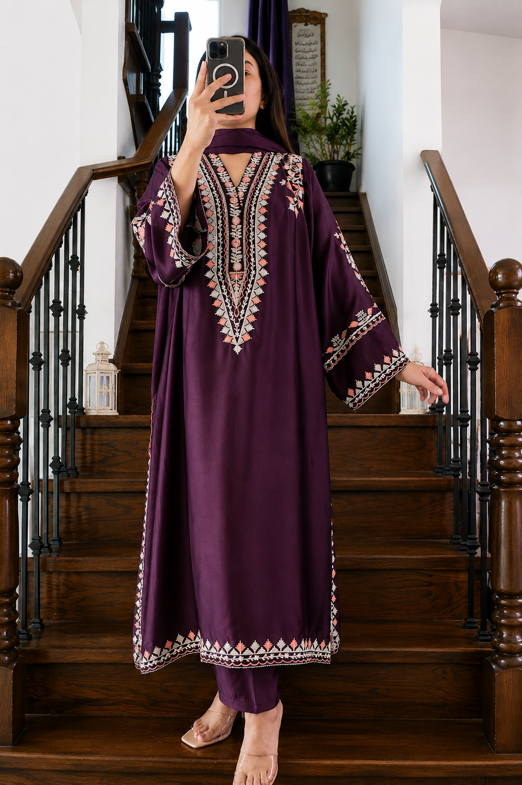 Mehr Mulberry — Embroidered Silk Kaftaan 3-Piece Set