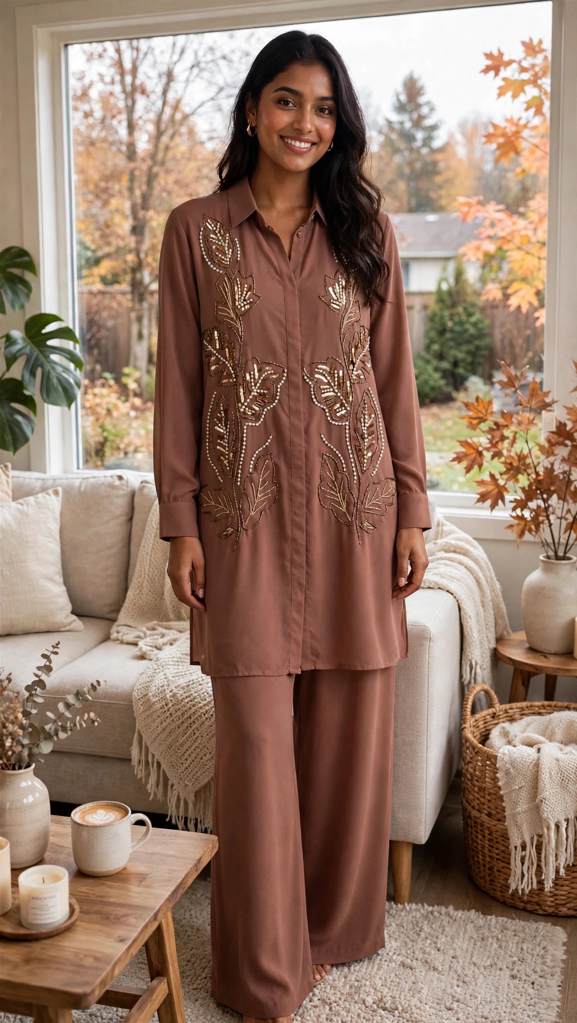 Cinnamon Darchini — Hand-Embroidered Georgette Co-ord Set