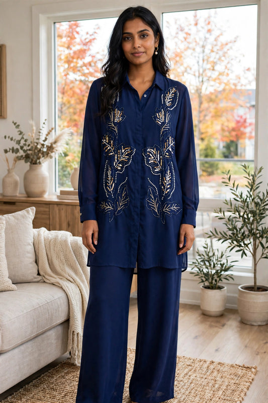 Twilight Feroza — Hand-Embroidered Georgette Co-ord Set