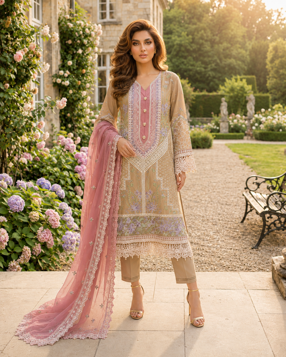 Rosé Dune Élan – 3 Piece Lawn Set