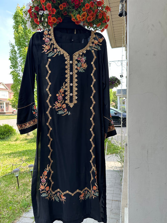 Black Floral Embroidered
