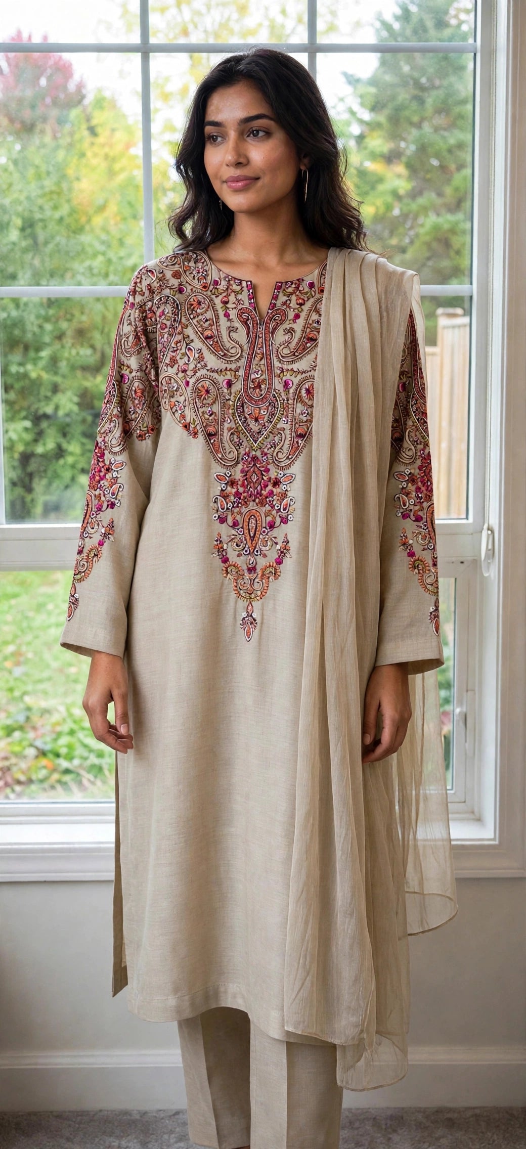 Champagne Rose / Pure Pashmina Kashmira — 3-Piece Set