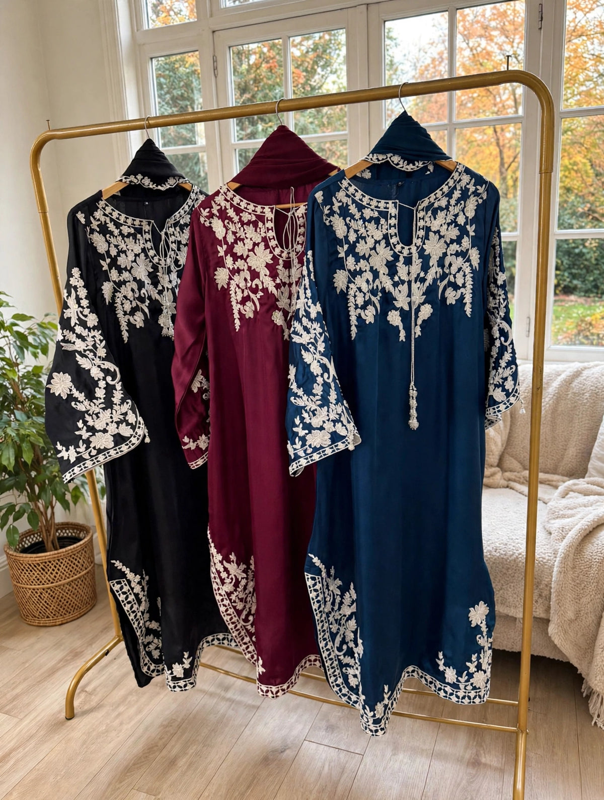 Raat ki Rani / Zinc Blue Silk — 3-Piece Set