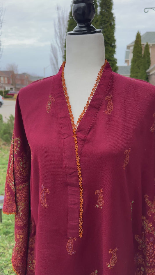 Gulnaar-e-Suroor – The Maroon Kalamkari Bloom