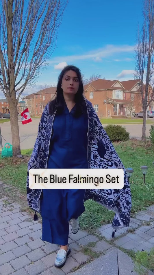 Neeli Yaadein Flamingo Dupatta – Hand-Embroidered