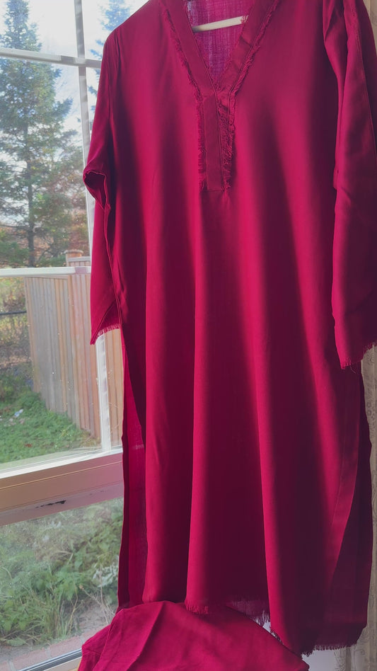 Crimson Ember – Pashmina Cord Set (Red)