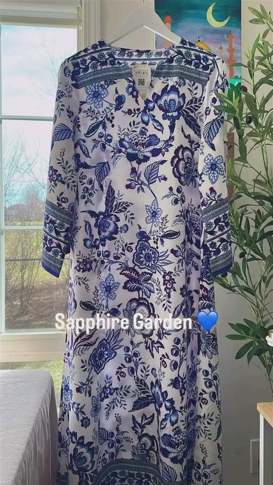 Sapphire Garden – The Silk Statement Dress