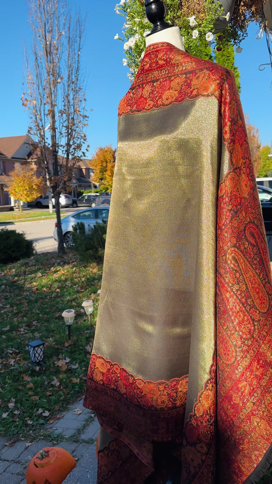 Zarq-e-Mahtab – The Moonlit Copper Drape Shawl