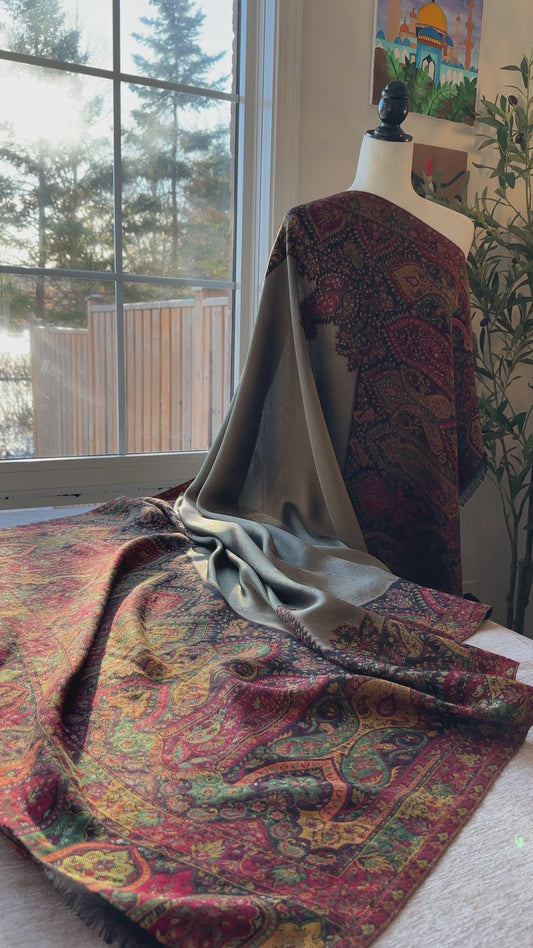 Ruby-Noor Kani – The Jewel-Toned Heritage Shawl