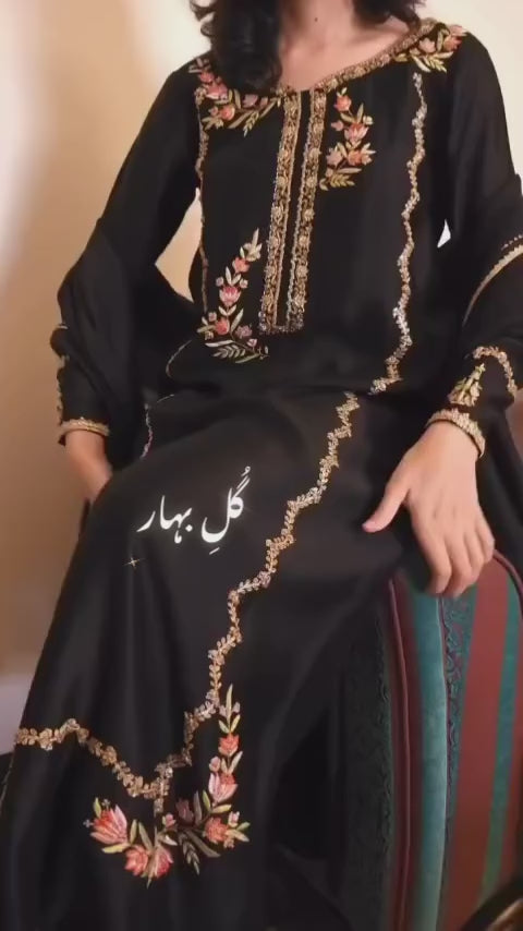Black Floral Embroidered