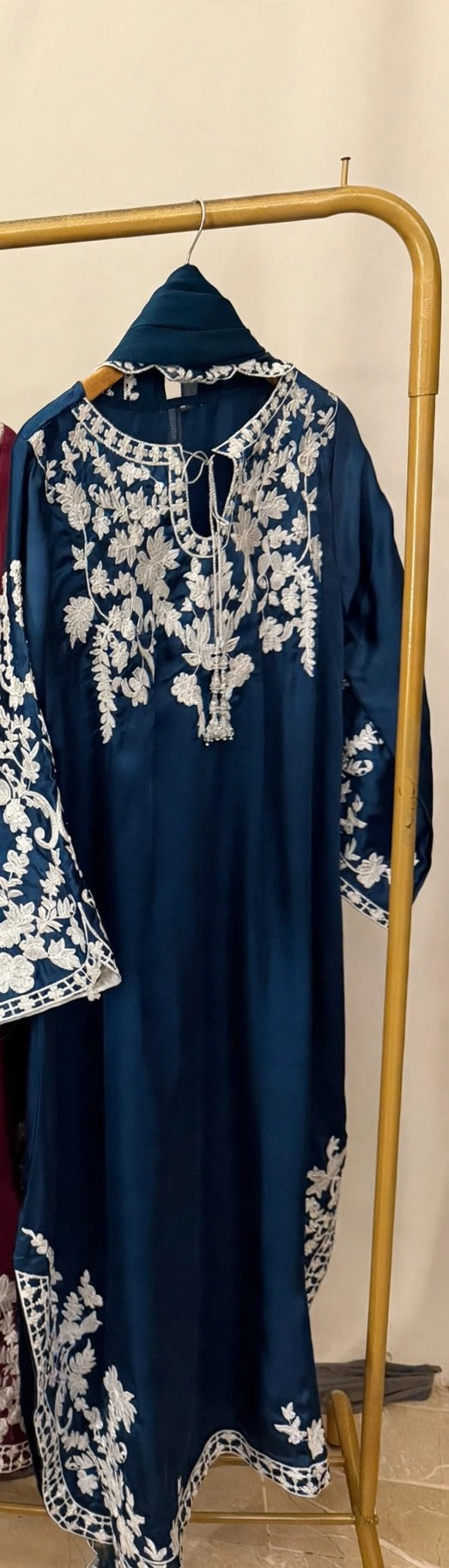 Raat ki Rani / Zinc Blue Silk — 3-Piece Set